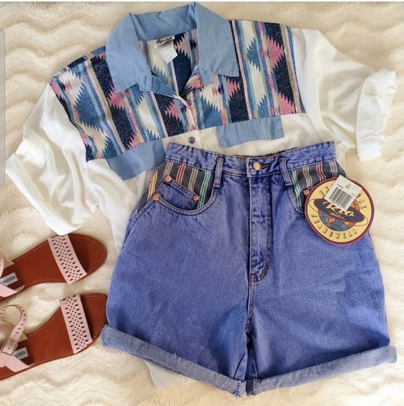 Vintage Pants - Vintage Rio High Waisted Fly Buttom Shorts